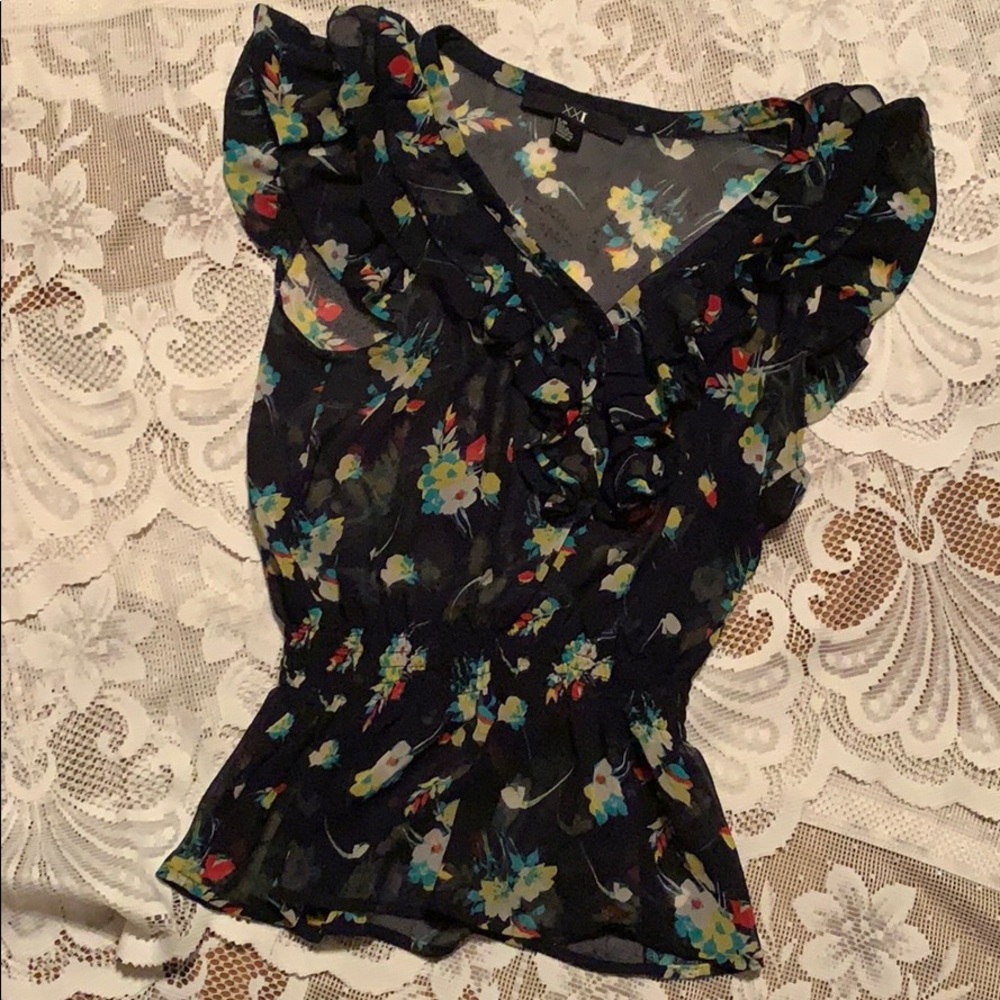 Sheer Short Sleeves Blouse small